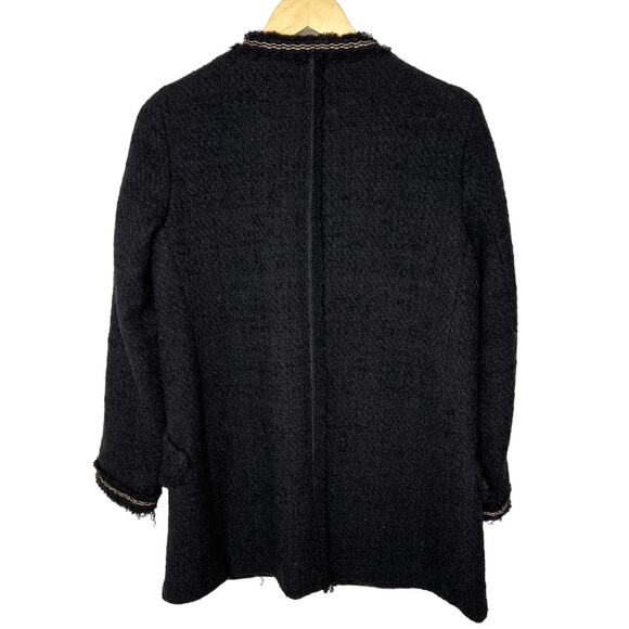 NEW! Zara Woman's S Tweed Boucle Evening Coat Lady Textured Jacket Black Gold - Picture 5 of 9